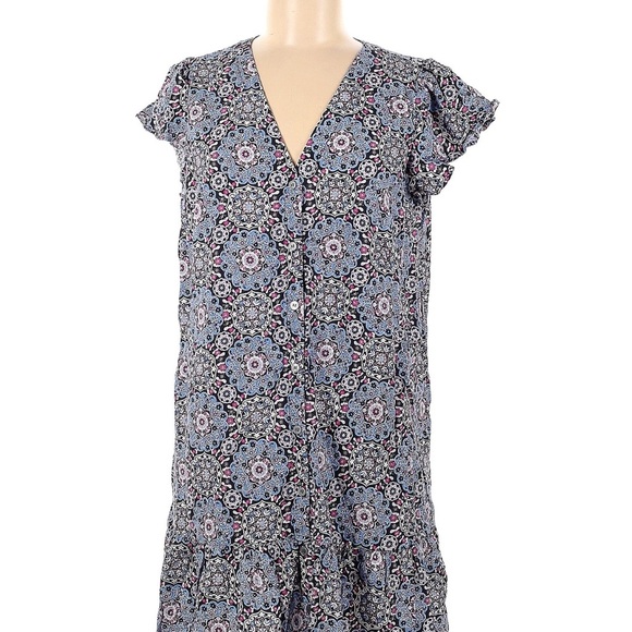 LOFT Blue and Pink Patterned Dress - Picture 1 of 4